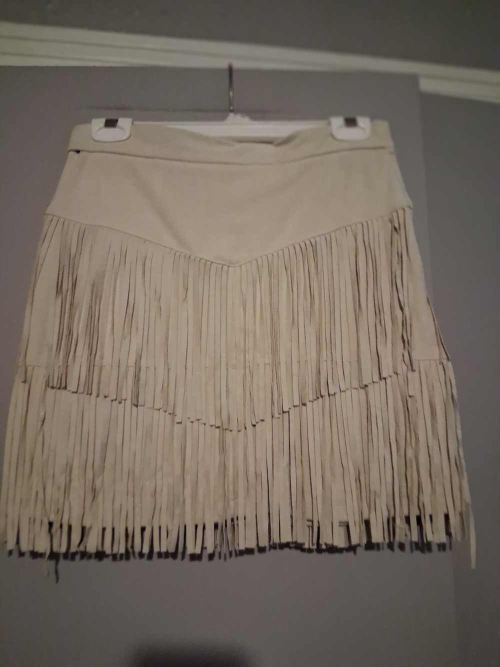 NWT Francesca's ALYA Fringe Faux Suede Fringe Mini Western/Cowgirl Skirt 